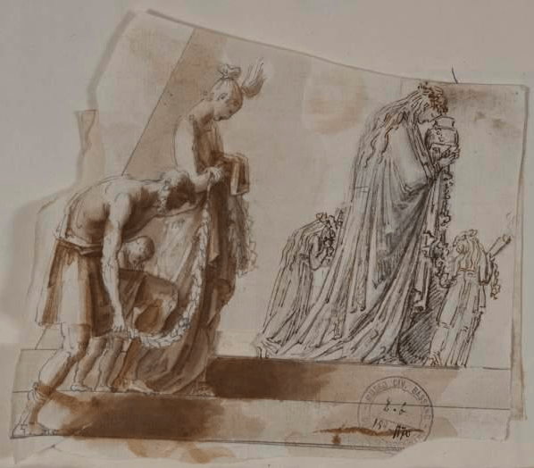 Figuren bij het monument van Maria Cristina van Oostenrijk