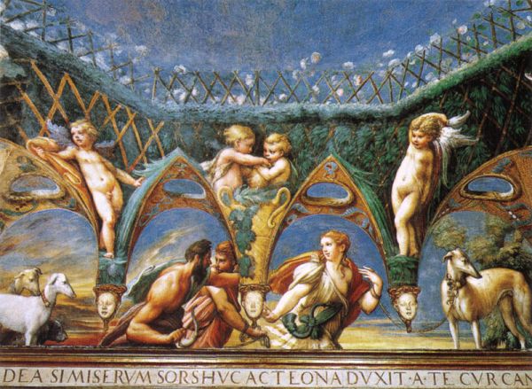 Fresco's in Fontanellato: onderdeel van de serie 'Diana en Actaeon' (1524)