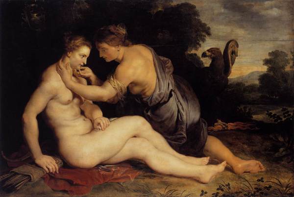 Jupiter verleidt de nimf Callisto, vermomd als de godin Artemis. Peter Paul Rubens (1611)