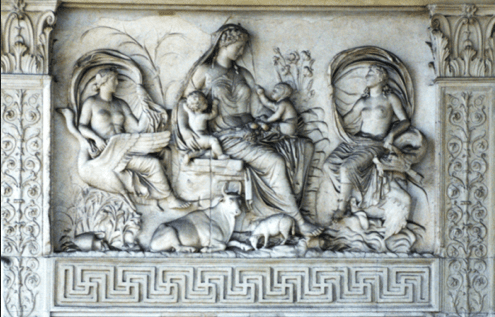 Detail van de Ara Pacis: het zogenaamde 'Tellus-reliëf' 