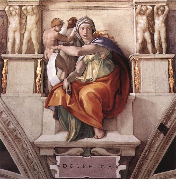 De Sibille van Delphi door Michelangelo, Sixtijnse Kapel