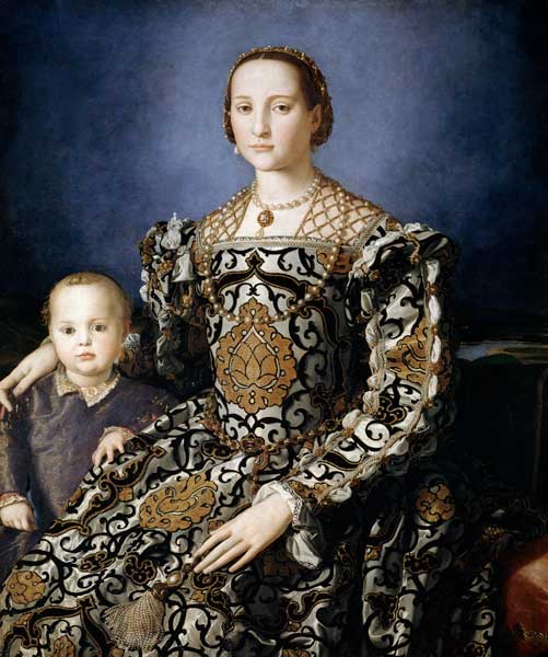 Eleonora van Toledo met haar zoon Giovanni de’ Medici, door Agnolo Bronzino, 1544.