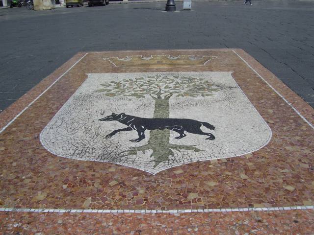 Het wapen van Lecce in mozaiek