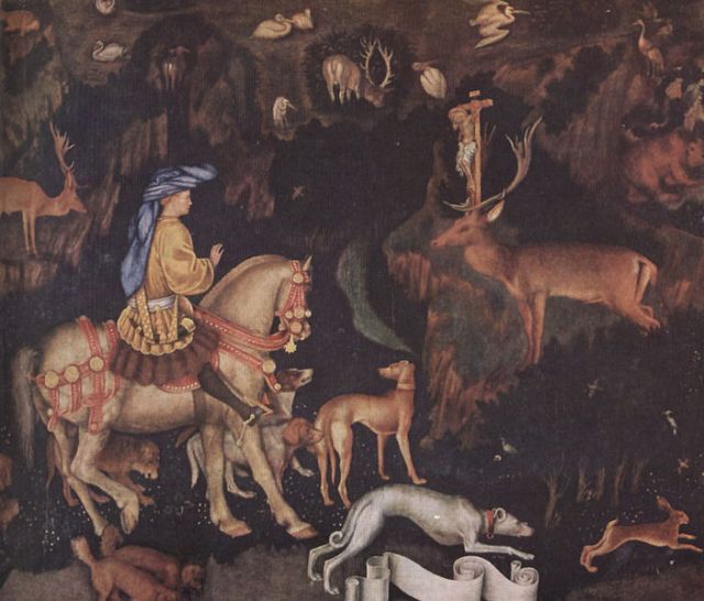 Het visioen van S. Eustachius, door Pisanello (1436)