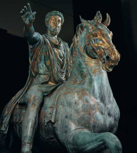 Ruiterstandbeeld van Marcus Aurelius, 161-180 n.Chr. Te zien in de Exedra van Marcus Aurelius Bronzo