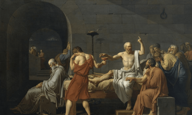 Socrates treedt zijn dood zonder angst tegemoet (Jacques-Louis David, 1787)