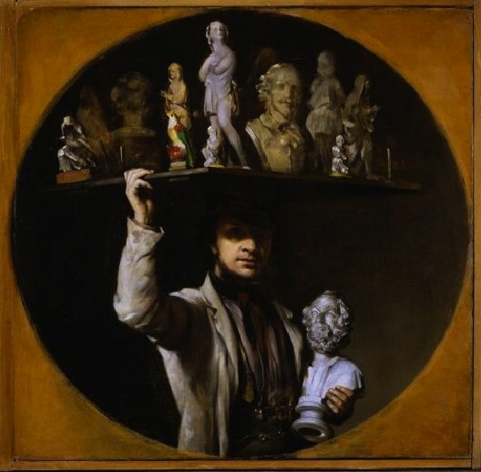 William Daniels (Liverpool 1813-1880 Liverpool), Self-Portrait with Casts: The Image Seller, c. 1850. Oil on canvas, feigned circle, 43.3 x 43.3 cm. Katrin Bellinger collection, inv. no. 2005-016